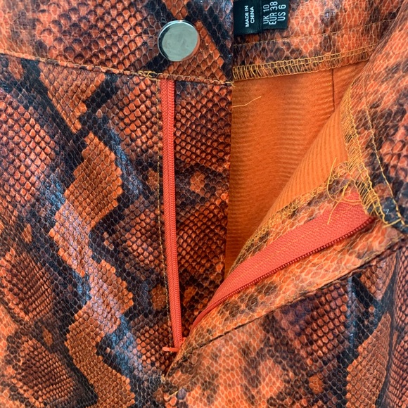 🔥😍 Orange Snake Print Faux Leather Pants🔥😍 - Picture 3 of 7